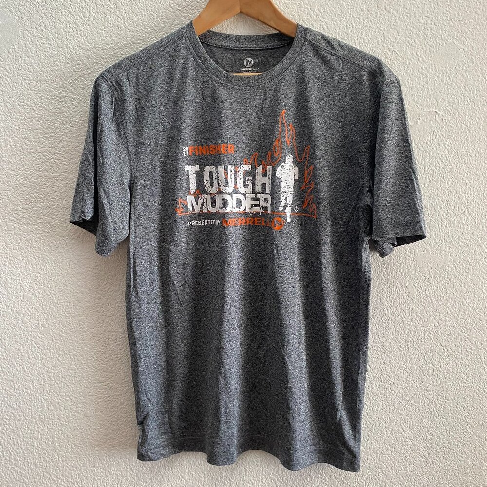 Tough Mudder Half 2017 Finisher Merrell Short Sleeve Gray T-Shirt Men's Medium